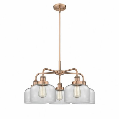 Bell - 5 Light Stem Hung Chandelier In Art Deco Style-14.75 Inches Tall and 26 Inches Wide