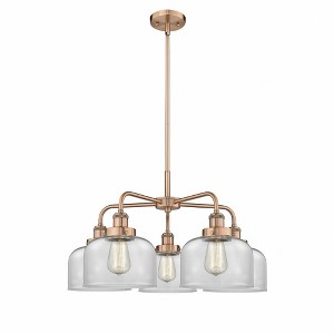 Bell - 5 Light Stem Hung Chandelier In Art Deco Style-14.75 Inches Tall and 26 Inches Wide - 1 of 1