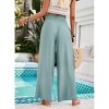 Women Pull On Pants Elastic Waisted Casual Wide Leg Long Lounge Trousers with Pocket Bean green,M - 3 of 4
