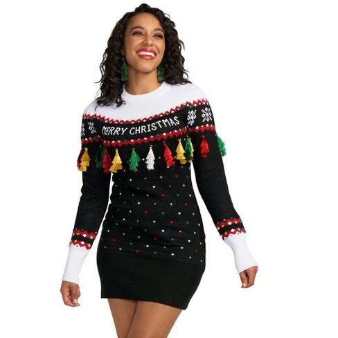 Tipsy Elves Merry Christmas Tassel Sweater Dress For Women Christmas Party Dress Target