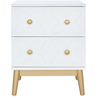 Ottoline 2 Drawer Patterned Nightstand - NST5008 - White/Gold - Safavieh