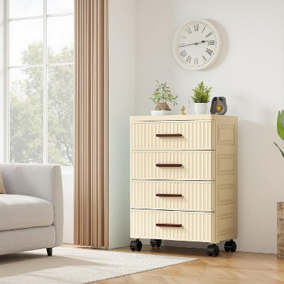 Garvee MilleLoom 4-Tier Plastic Chest of Drawers with 360¡ã Swivel Wheels Portable Storage Cabinet