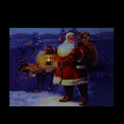 Santa Claus with Reindeer Christmas Canvas Art Print 11.75" x 15.75"