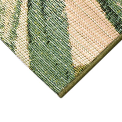 Tropical Elegance Cream & Green Floral Synthetic Area Rug