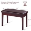 Infans Solid Wood PU Leather Piano Bench Padded Double Duet Keyboard Seat Storage Brown - 2 of 4