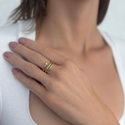 Adornia 14k Gold Plated Nail Double Wrap Ring - image 2