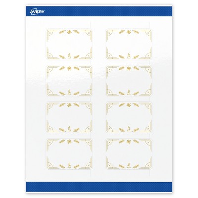 Avery Labels, 2" x 3", Gold-White Christmas Trees, Glossy, 80ct