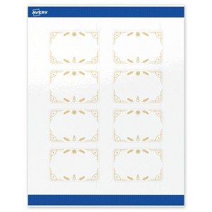 Avery Labels, 2" x 3", Gold-White Christmas Trees, Glossy, 80ct - 1 of 4