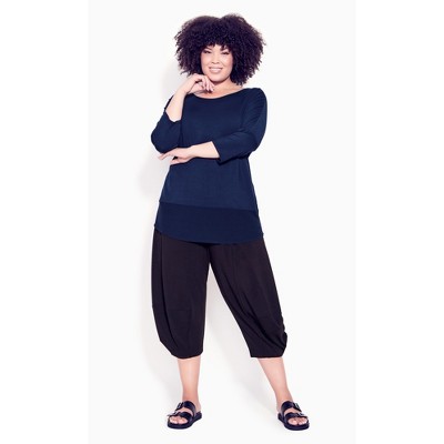 Zim & Zoe | Women's Plus Size Contrast Rib Top - Navy - 14w : Target