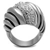 Slickblue Women’s Pave Design Ring – Polished Stainless Steel with Clear Synthetic Crystal, size 5-10 - 3 of 4
