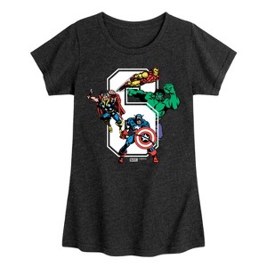 Girls' - Marvel - Avengers Birthday 6 Fitted Short Sleeve Graphic T-Shirt - 1 of 4