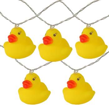 Northlight 10ct Battery Operated Ducky Summer LED String Lights Warm White - 4.5' Clear Wire