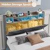 Lift Up Platform Bed Frame with Storage Headboard, LED Light & Charging Station - 4 of 4