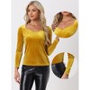 Allegra K Women's Velvet Sweetheart Neck Elegant Long Sleeves Blouses - 2 of 4