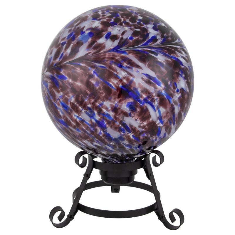 Northlight Outdoor Garden Swirled Gazing Ball - 10" - Purple and White, 1 of 7