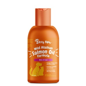 Zesty Paws Skin & Coat Support Wild Alaskan Salmon Oil Formula for Cats and Dogs - 8 fl oz - 1 of 4