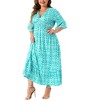 Agnes Orinda Women's Plus Size Boho Floral Bell Sleeve Ruffled Hem Deep V Neck A Line Dresses - 2 of 4