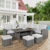 7-Piece Outdoor Patio Furniture Set – Rattan Chairs with Ottoman & Wood Coffee Table, Wicker Sectional Conversation Sofa in Beige - 4 of 4