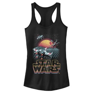 Juniors Womens Star Wars Retro X-Wing Grid Racerback Tank Top - 1 of 4