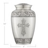 Reminded Adult Cremation Memorial Urn for Human Ashes, Etched Cross Brass Funeral Urn with Velvet Bag - 2 of 4