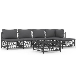 vidaXL 6-Piece Outdoor Lounge Set with Comfy Cushions - Anthracite Patio Furniture in Powder-Coated Steel – Combines Comfort with Versatility - 1 of 4