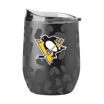 NHL Pittsburgh Penguins 16oz Leopard Powder Coat Curved Beverage Can - Black