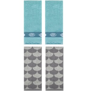 REGALWOVEN 4 Pcs Soft Comfortable Absorbent Geometric and Leaves Hand Towels 13" x 29" - 1 of 4