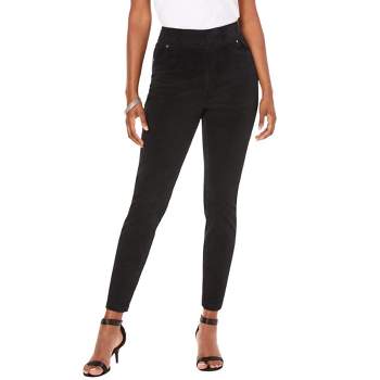 Jessica London Women's Plus Size Stretch Knit Elastic Pull-On Straight Leg  Pants Trousers - 14 W, Black