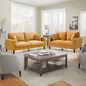 2-Piece Modern Corduroy Sofa Set, Includes 3-Seater and 2-Seater Upholstered Couches, Comfy Living Room Sofa Set for Apartment, Bedroom, or Office - 1 of 4