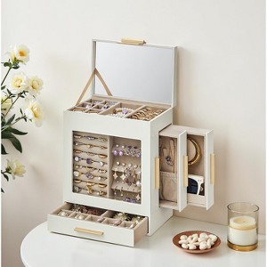 SONGMICS 5-Tier Jewelry Box with Glass Window Jewelry Storage Organizer with 3 Side Drawers & Big Mirror - 1 of 4