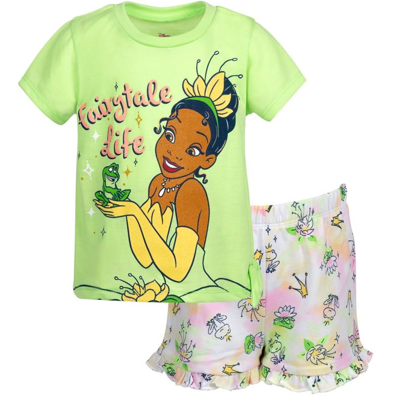 Disney Princess Floral Girls Peplum T-Shirt and French Terry Shorts Outfit Set Toddler, 1 of 8