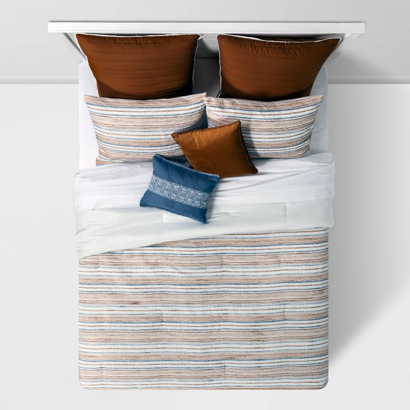 8pc Woven Stripe Comforter Bedding Set Blue/Orange/Off White - Threshold™, 3 of 12