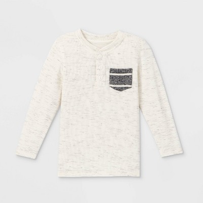 Toddler Boys' Double Knit Long Sleeve T-Shirt - Cat & Jack™ Cream 5T