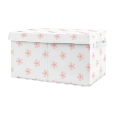 Sweet Jojo Designs Pink Floral Rose Foldable Fabric Storage Cube Bins