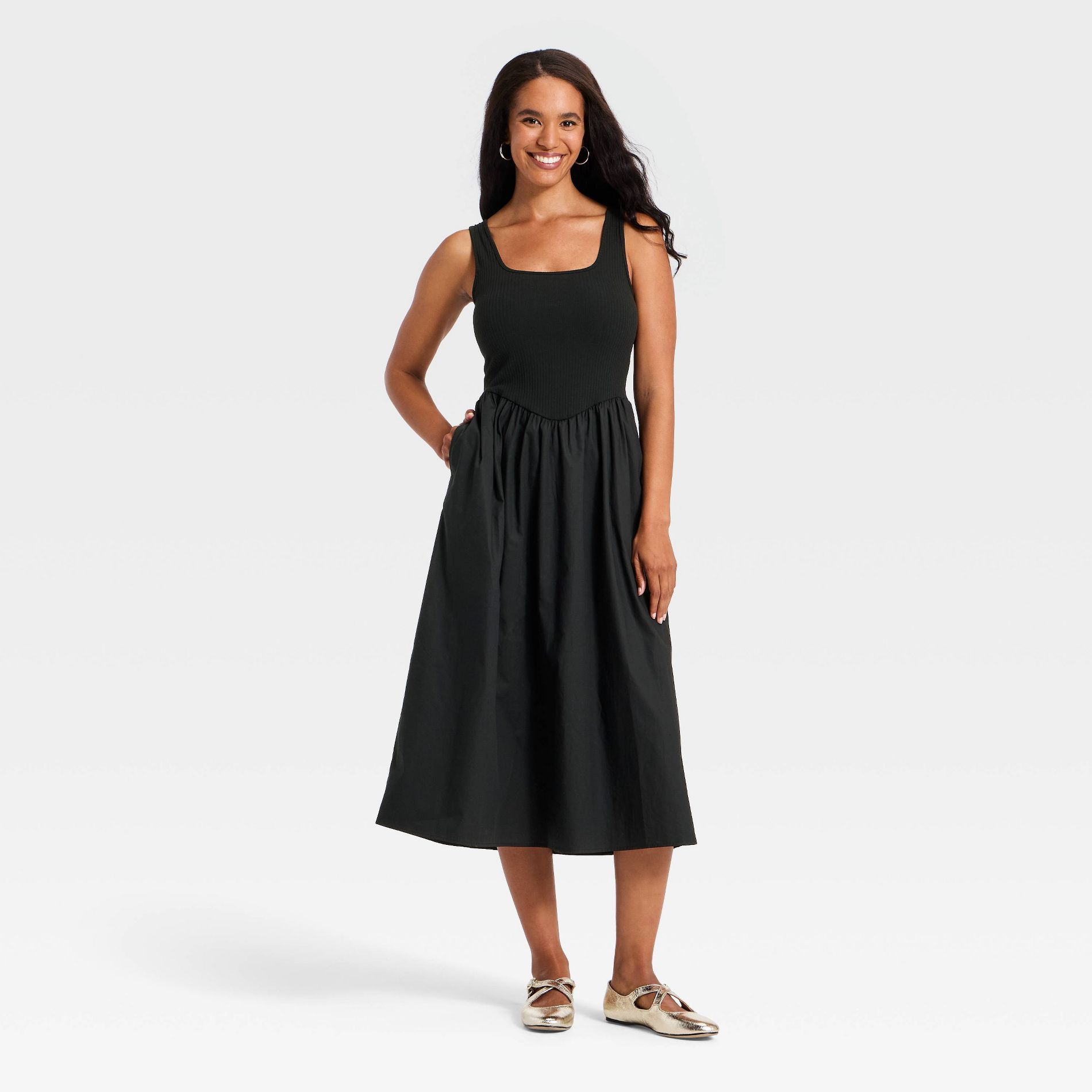 Women's Knit to Woven Midi Dress - A New Day™