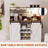 PAKASEPT 47'' Coffee Bar Cabinet with LED Lights & Sliding Barn Door & Wine and Glass Rack, Adjustable Shelf - 4 of 4