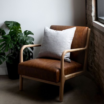 Shadow Pinstripe French Linen Square Throw Pillow