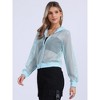 INSPIRE CHIC Women's Zip Up Long Sleeve Mesh Sheer Hoodie Bomber Jackets - 4 of 4