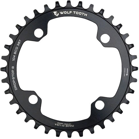 Wolf Tooth 104 Bcd Chainring - 36t, 104 Bcd, 4-bolt, Drop-stop B, Black ...