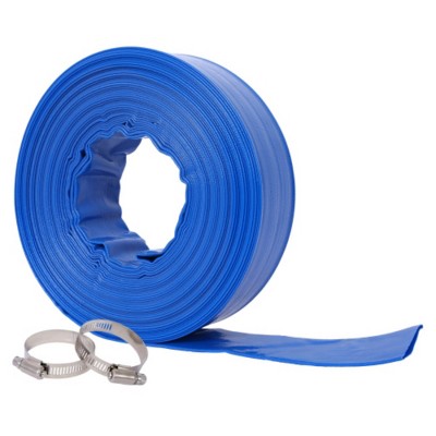 Syemin Drip Irrigation 100Ft Heavy Duty Reinforced Pool Backwash Hose for Swimming Drain Pools Water Discharge with Aluminum Camlock, Blue, 2"*2"*2"