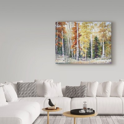Angel Fire Aspens Autumn Landscape Framed Canvas Art 24'' x 32''
