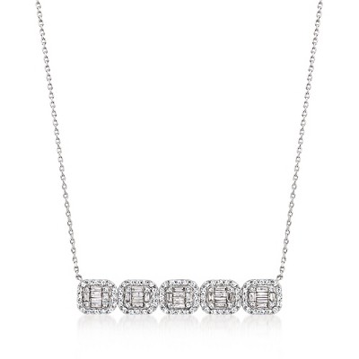 Ross-Simons 1.00 ct. t.w. Diamond Cluster Necklace in Sterling Silver Size 18
