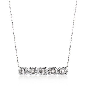 Ross-Simons 1.00 ct. t.w. Diamond Cluster Necklace in Sterling Silver Size 18 - 1 of 4