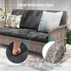Sonkuki 3 Pieces Outdoor Patio Furniture Sets, Rattan Sofa with Ottoman Wicker Set for Backyard Porch, Garden, Poolside, Balcony - 4 of 4