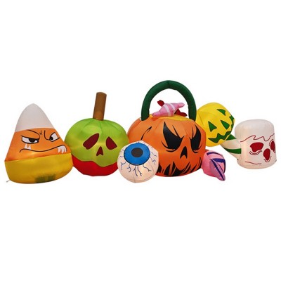 Syemin Decorative Holiday Scene Props 8FT Halloween Inflatables Pumpkins Eyeball Candy Outdoor Decor, Blow Up Yard Decor, Multicolored, 96"*30"*30"