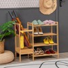 Costway 4-Tier Bamboo Shoe Rack Entryway Organizer w/Umbrella Holder & Shelves - 3 of 4