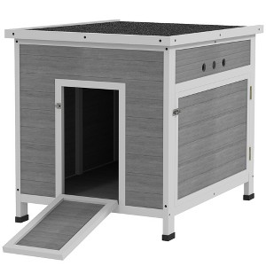PawHut Duck Coop, Wooden Duck House with Openable Roof, Removable Floor, Double Doors, Ramp, for Ducks, Geese, Rabbits, Chickens - 1 of 4