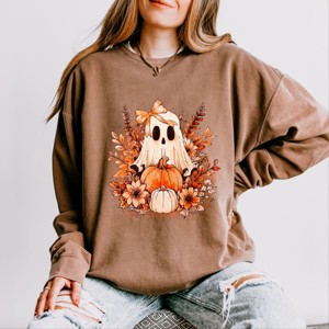 Simply Sage Market Girl Ghost Floral Lightweight Garment Dyed Sweatshirt - 1 of 4