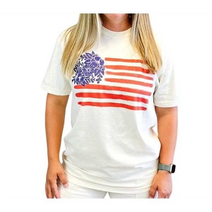 Women's Floral American Flag Tee Shirt - Chaudoin Creations - 1 of 4