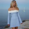 Coolmee Womens Mini Dress Off The Shoulder A Line  Long Sleeve Ruched Cocktail Party Prom Short Women Dresses - 2 of 4
